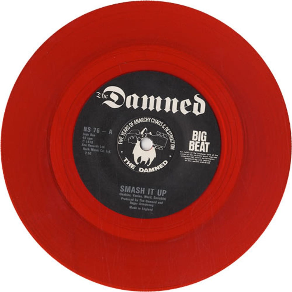 The Damned Smash It Up - Red vinyl UK 7" vinyl single (7 inch record / 45) DAM07SM199118