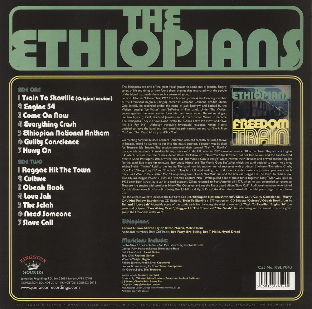 The Ethiopians Freedom Train - 180gm UK vinyl LP album (LP record) 5060135761240