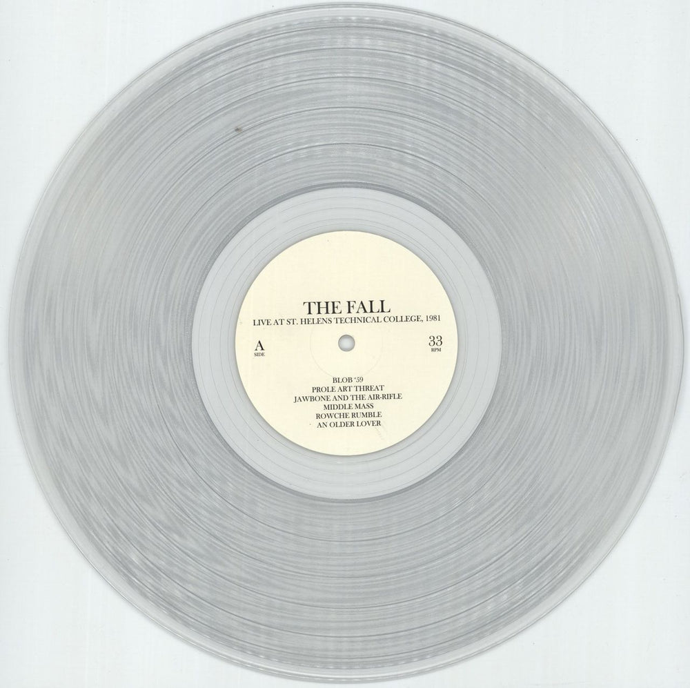 The Fall Live At St. Helens Technical College, 1981 - Clear vinyl + 7" Clear vinyl UK vinyl LP album (LP record) FLLLPLI873141