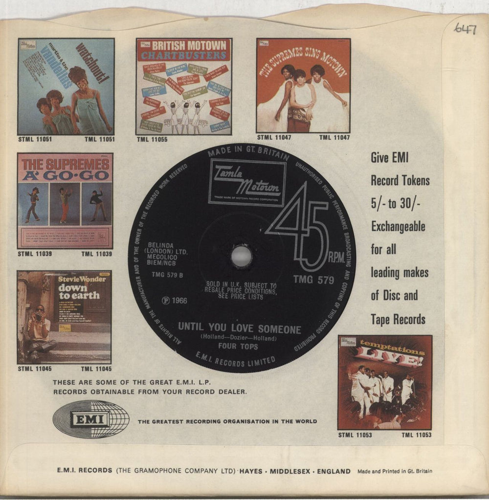 The Four Tops Reach Out I'll Be There - 1st - Solid UK 7" vinyl single (7 inch record / 45)