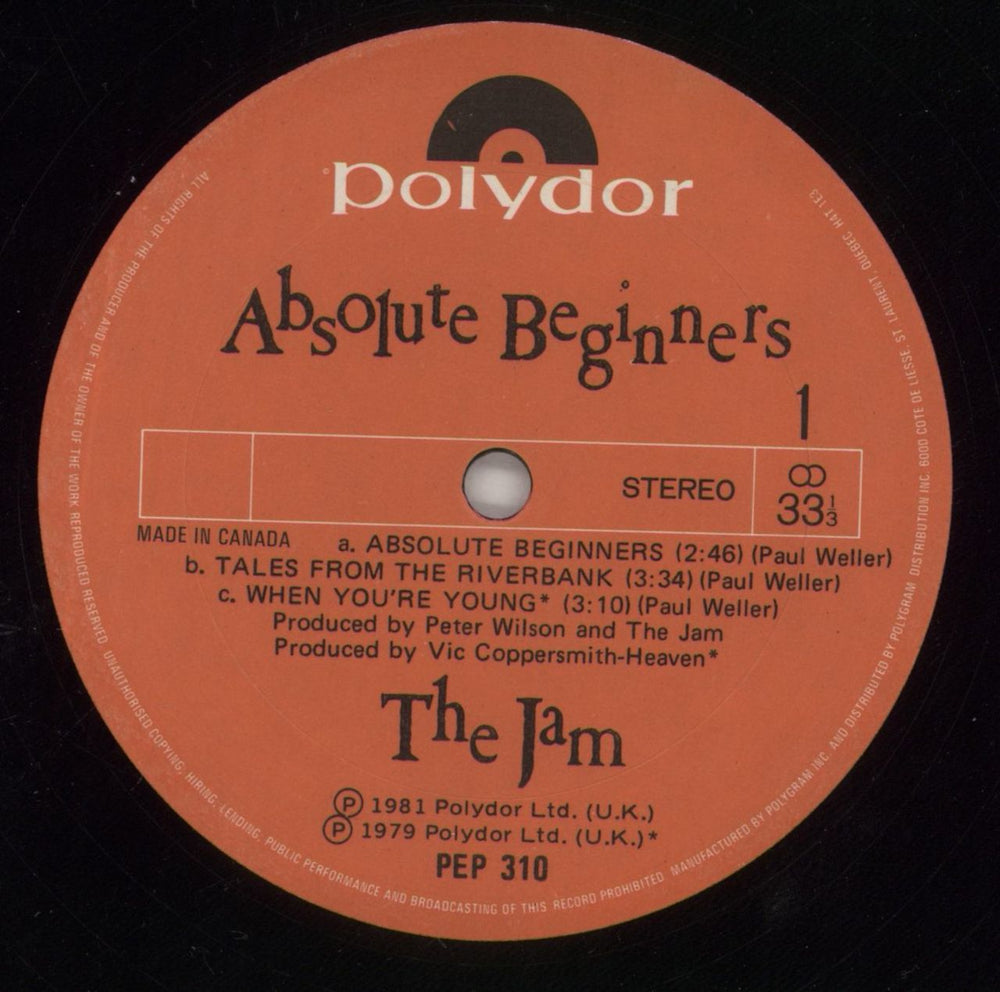 The Jam Absolute Beginners E.P. Canadian 12" vinyl single (12 inch record / Maxi-single) JAM12AB33325