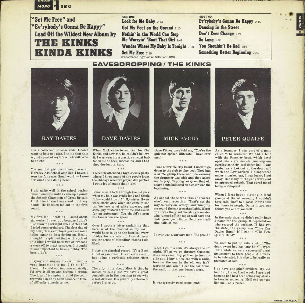 The Kinks Kinda Kinks - 1st US vinyl LP album (LP record)