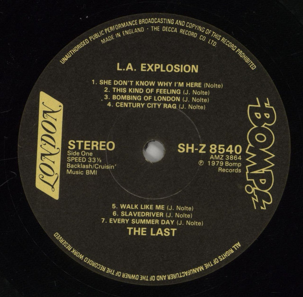 The Last L.A. Explosion ! UK vinyl LP album (LP record) TL-LPLA862555