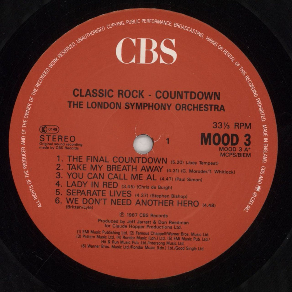 The London Symphony Orchestra Classic Rock Countdown UK vinyl LP album (LP record) LQOLPCL678287