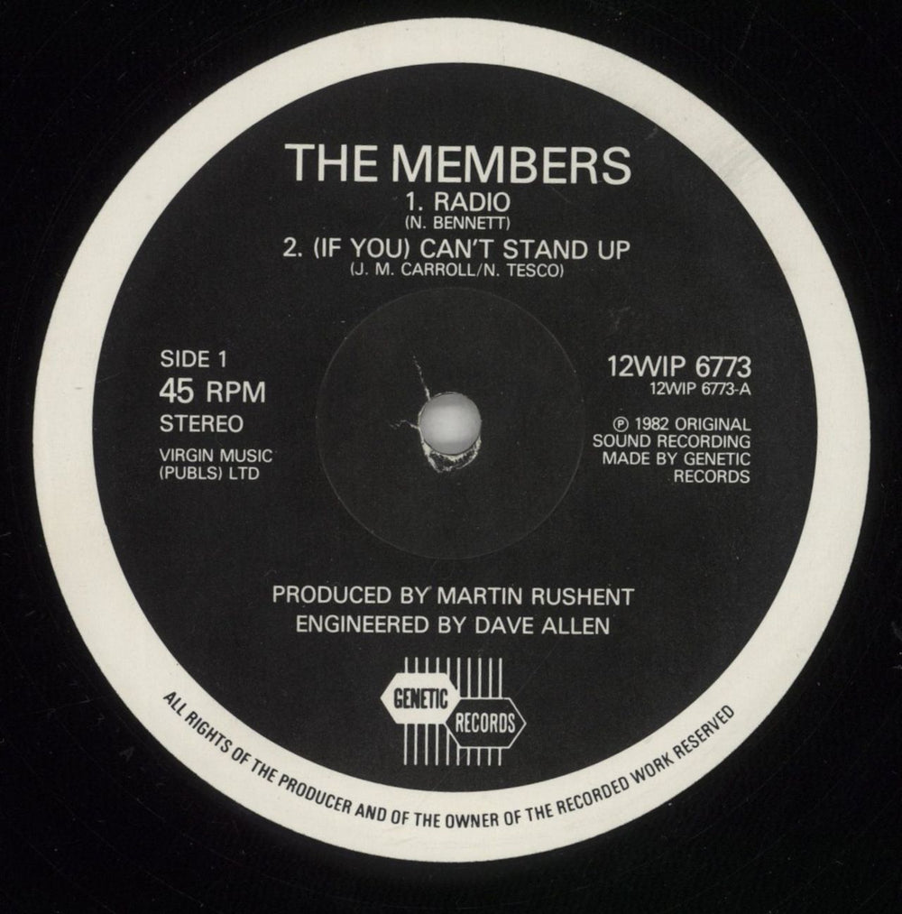 The Members Radio UK 12" vinyl single (12 inch record / Maxi-single) MMB12RA98149