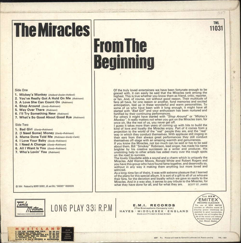 The Miracles From The Beginning UK vinyl LP album (LP record)