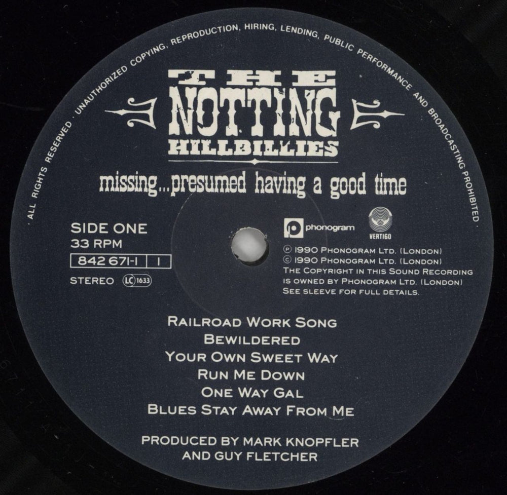 The Notting Hillbillies Missing... - Hype Stickered - EX UK vinyl LP album (LP record) NOTLPMI770952