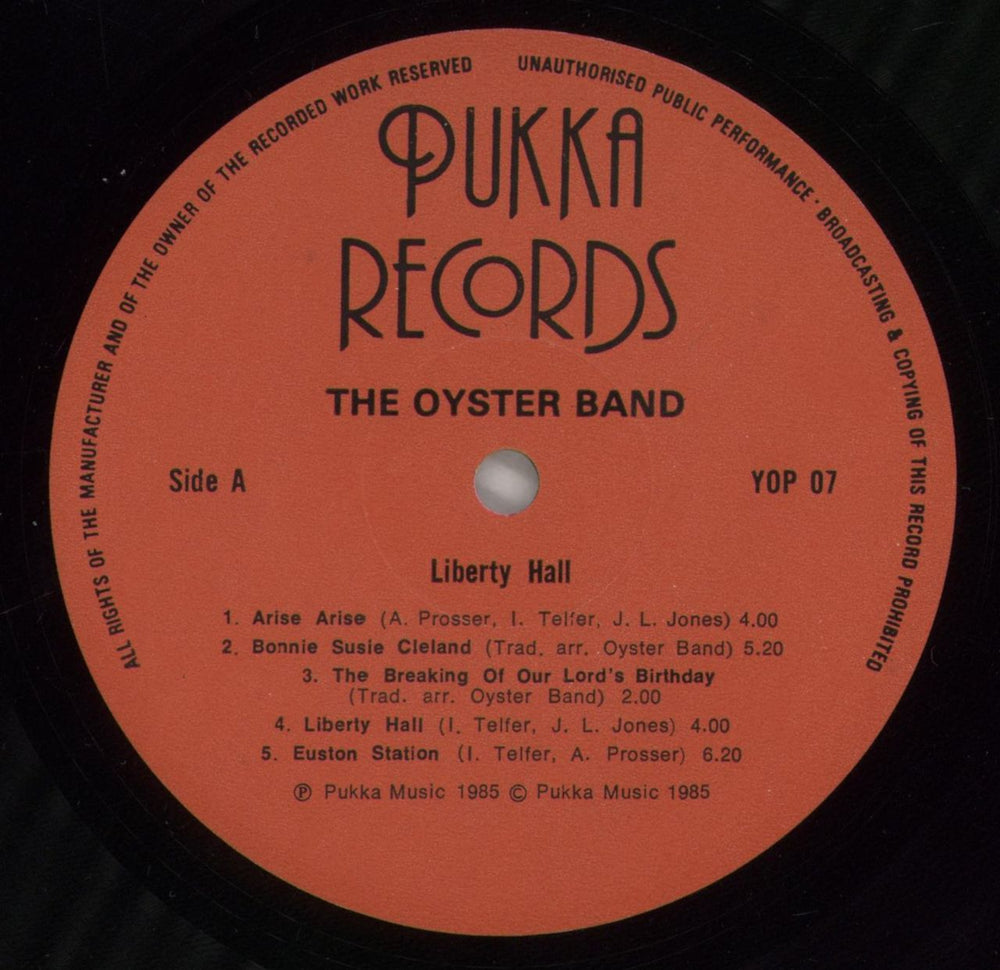 The Oyster Band Liberty Hall UK vinyl LP album (LP record) OAALPLI602329