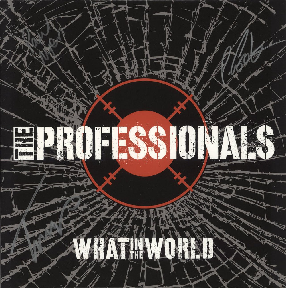 The Professionals What In The World - Autographed UK vinyl LP album (LP record) AUTOMLP001