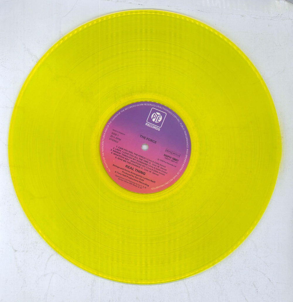 The Real Thing Can You Feel The Force - Yellow Vinyl UK vinyl LP album (LP record)