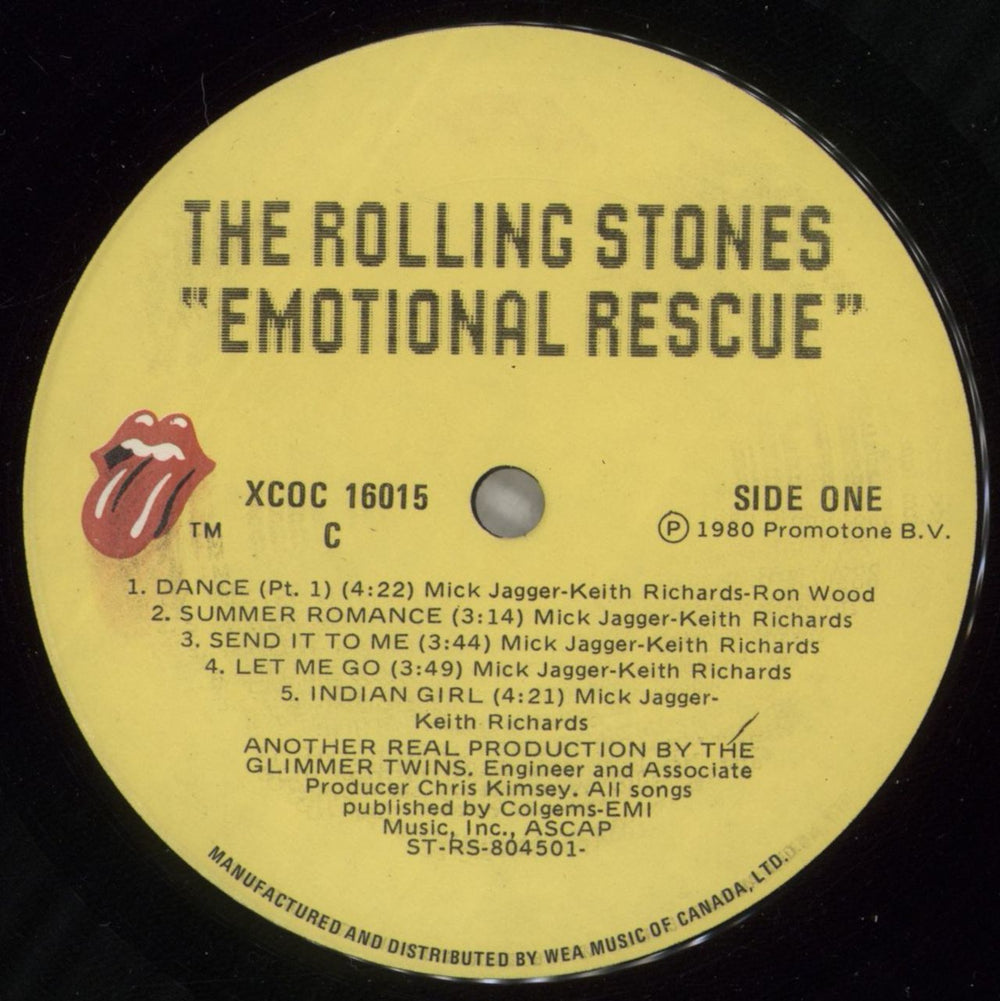 The Rolling Stones Emotional Rescue Canadian vinyl LP album (LP record) ROLLPEM880544