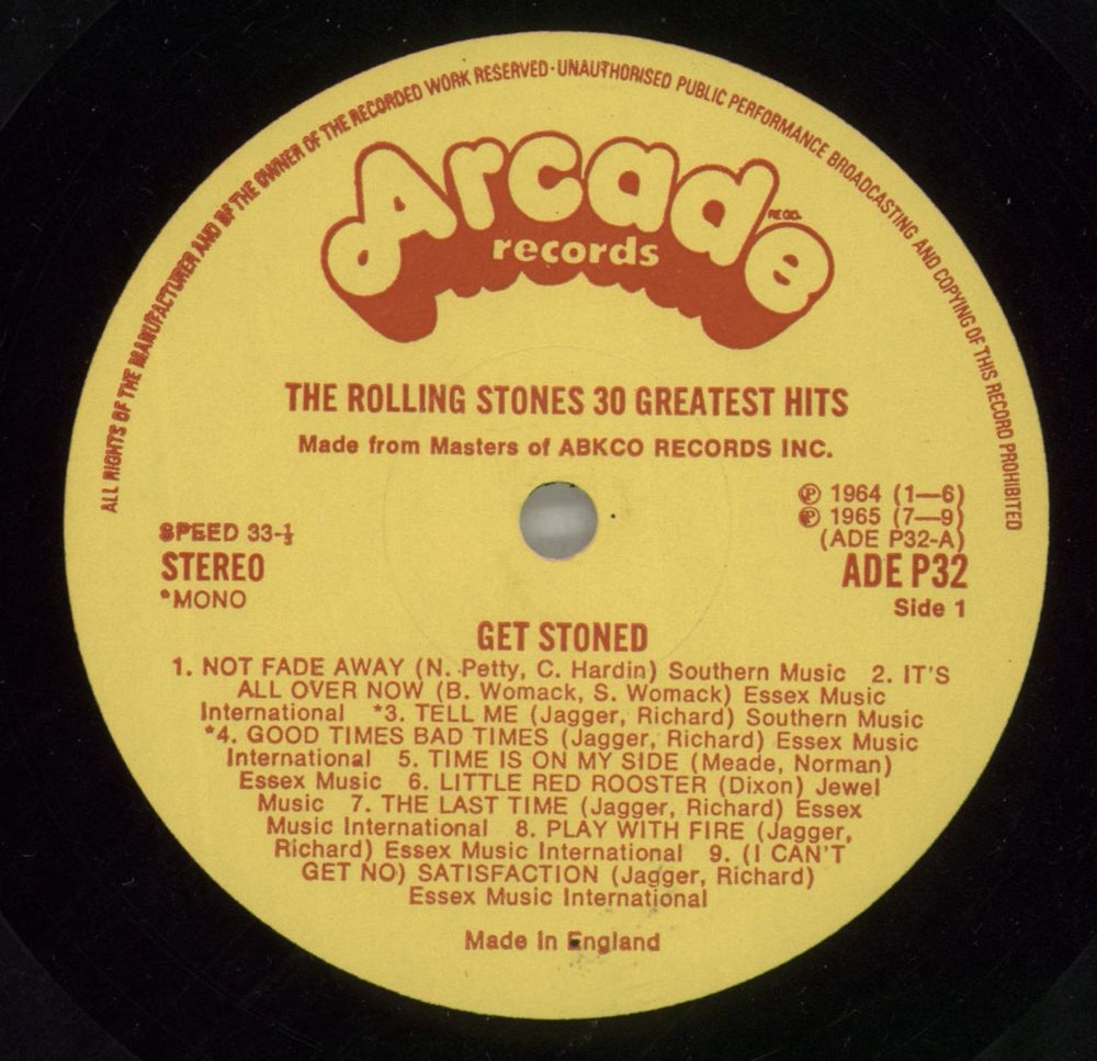 The Rolling Stones Get Stoned - 30 Greatest Hits - EX UK 2-LP vinyl record set (Double LP Album) ROL2LGE730655