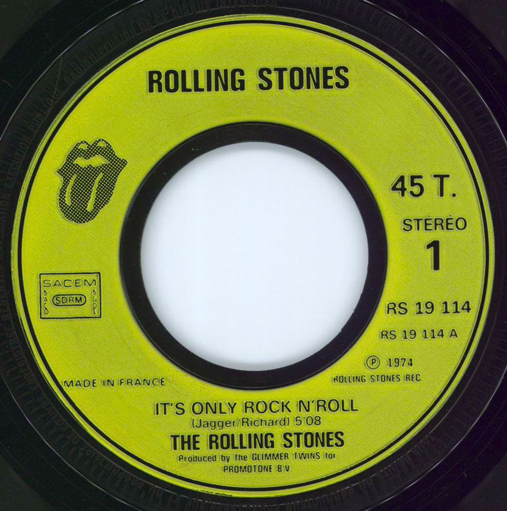 The Rolling Stones It's Only Rock 'N Roll - Injection French 7" vinyl single (7 inch record / 45) ROL07IT777442