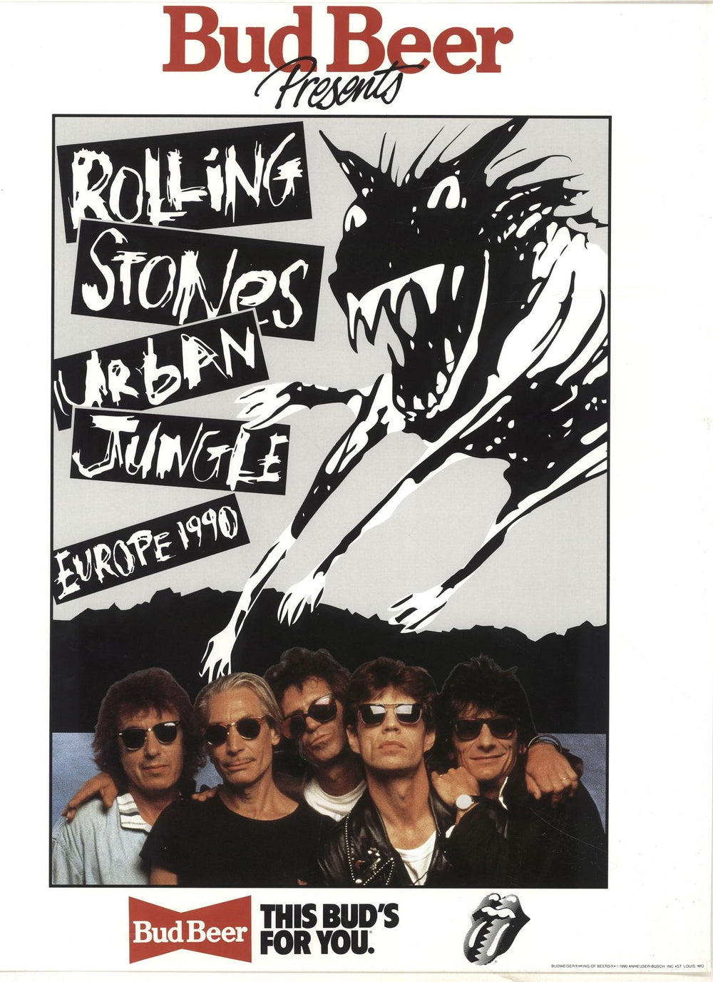 The Rolling Stones Urban Jungle: Europe 1990 + 'Bud' insert & Ticket Stub UK tour programme ROLTRUR403202