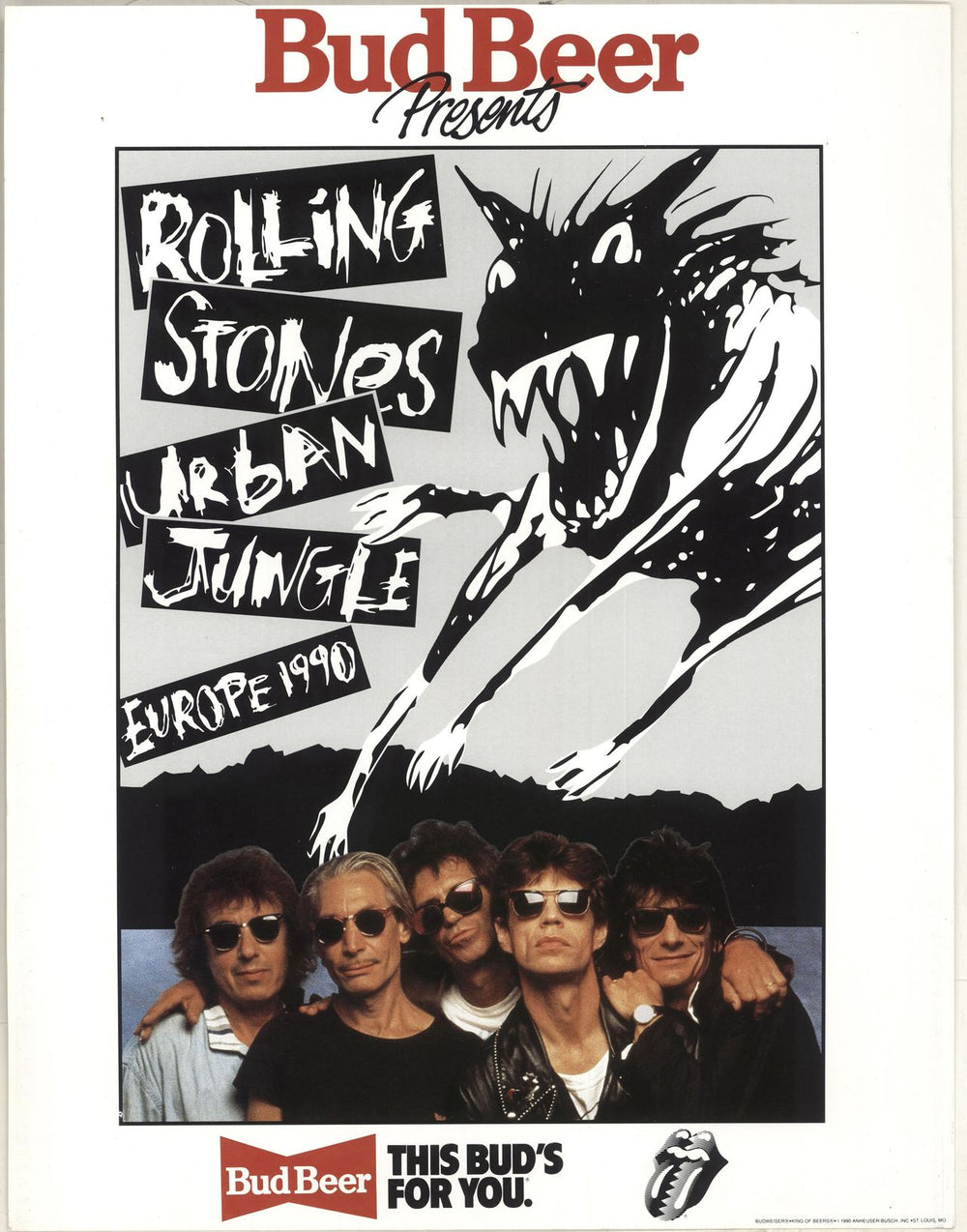 The Rolling Stones Urban Jungle: Europe 1990 + 'Bud' insert UK tour programme ROLTRUR325493