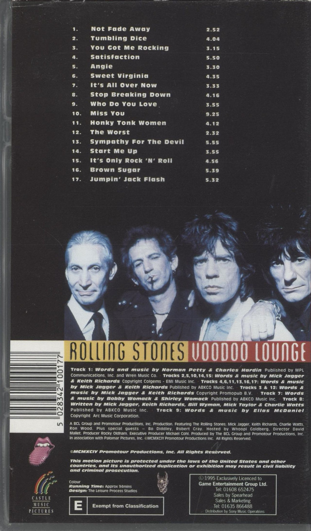 The Rolling Stones Voodoo Lounge UK video (VHS or PAL or NTSC) 5032711050154