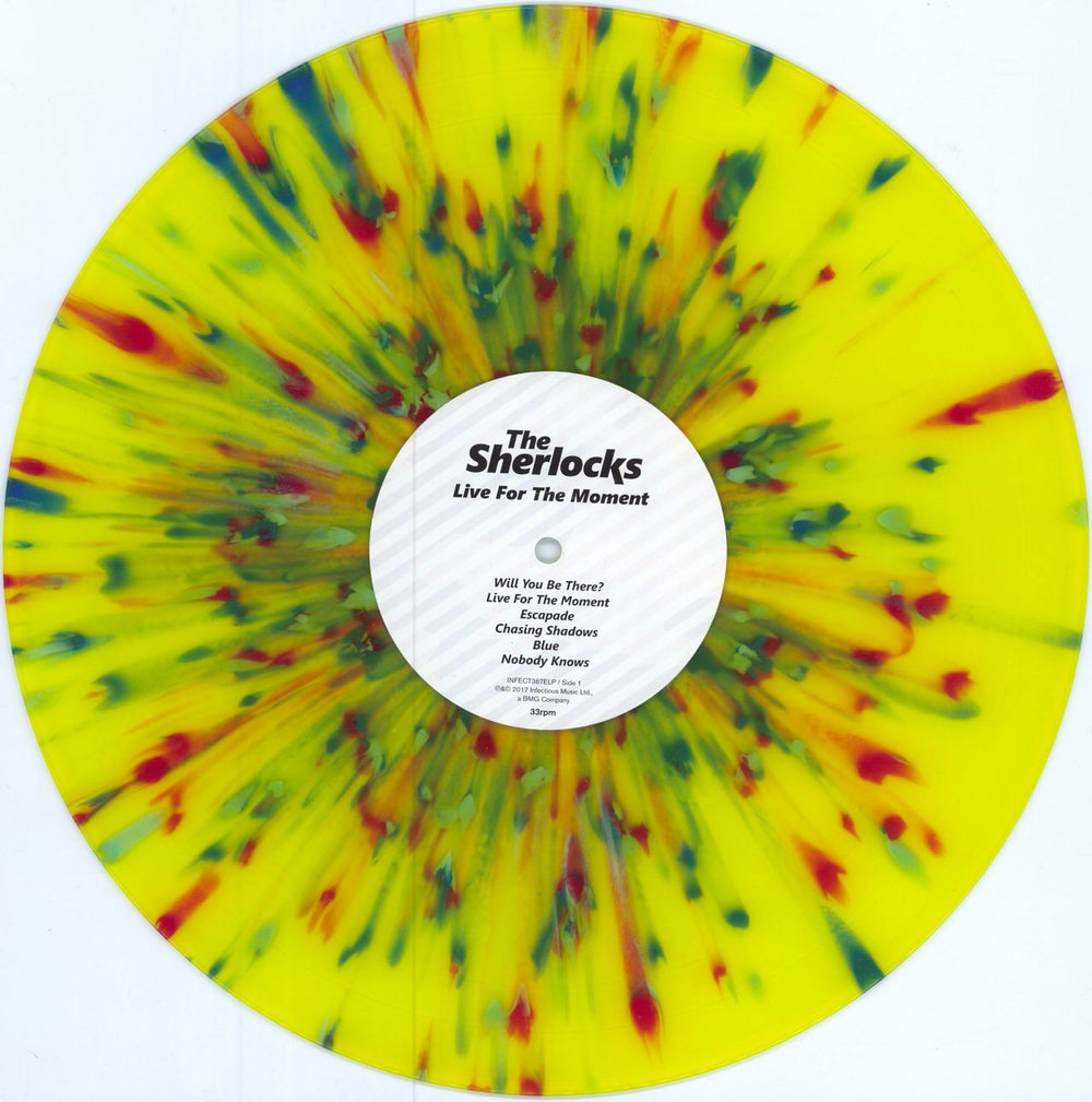 The Sherlocks Live For The Moment - Yellow Splattered Vinyl UK vinyl LP album (LP record) 0MJLPLI784524