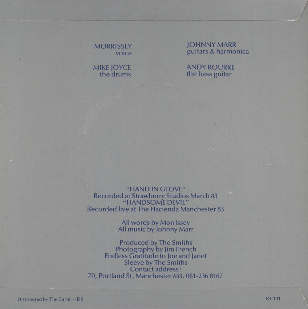The Smiths Hand In Glove - P/S - Manchester - Solid Centre UK 7" vinyl single (7 inch record / 45)