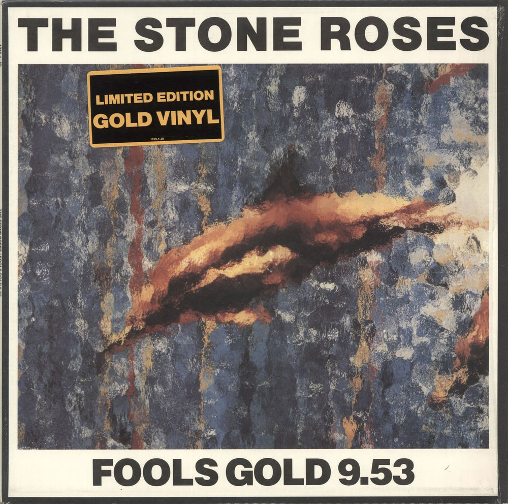 The Stone Roses Fools Gold - Gold Vinyl - stickered shrink US 12" vinyl single (12 inch record / Maxi-single) 1315-1-JD