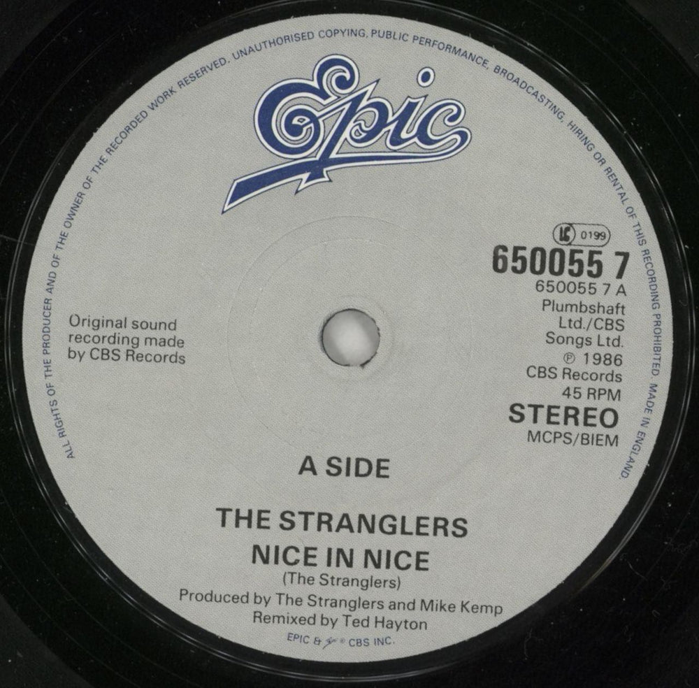 The Stranglers Nice In Nice UK 7" vinyl single (7 inch record / 45) STR07NI109476