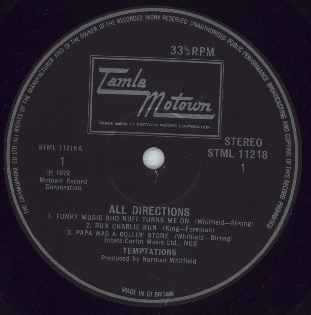 The Temptations All Directions - Hype Stickered Sleeve UK vinyl LP album (LP record) TEMLPAL827586