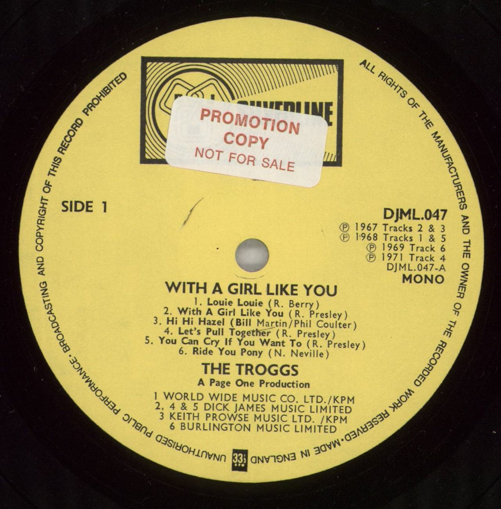 The Troggs With A Girl Like You UK Promo vinyl LP album (LP record) TRGLPWI864081