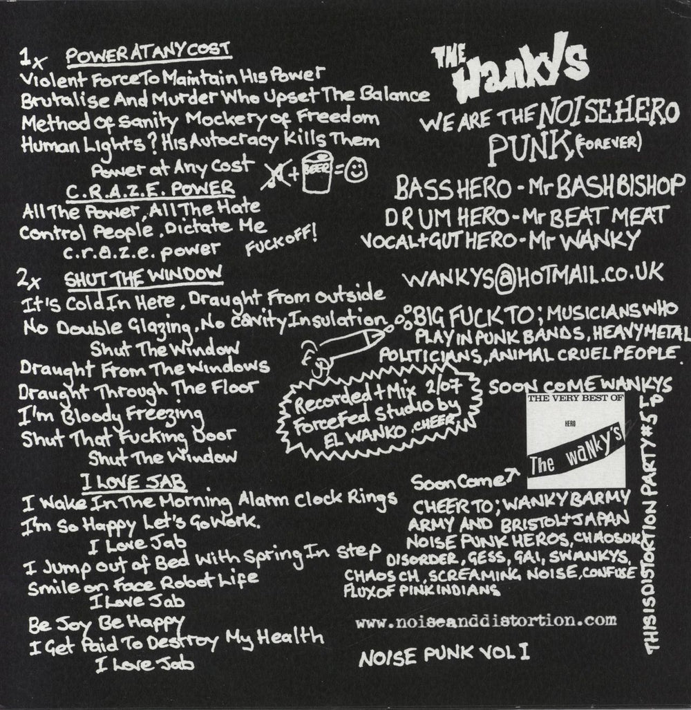 The Wankys Noise Punk EP Belgian 7" vinyl single (7 inch record / 45)