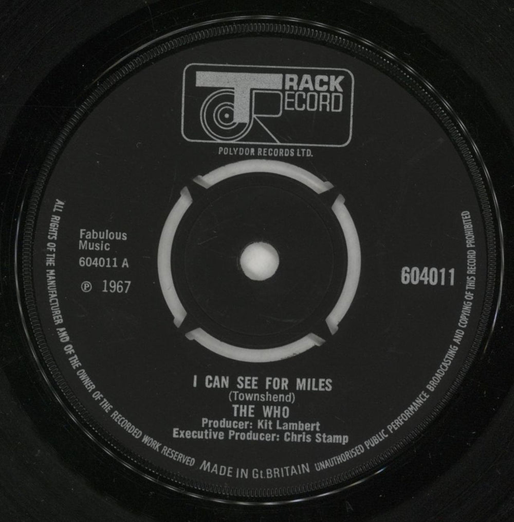 The Who I Can See For Miles - 4pr UK 7" vinyl single (7 inch record / 45) 604011