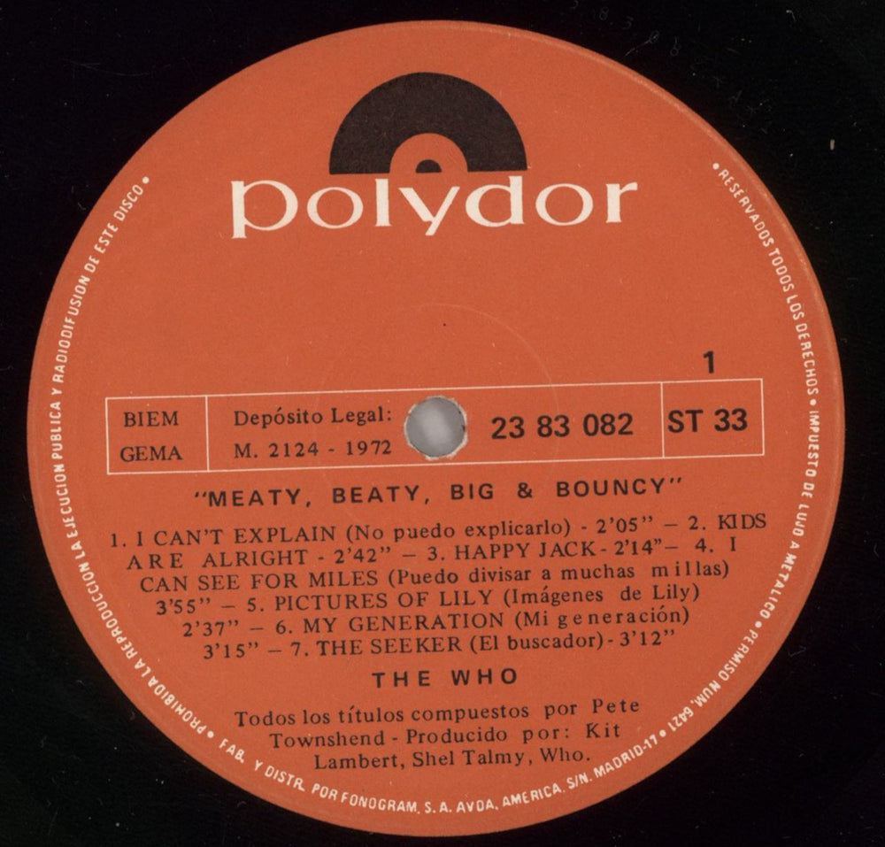 The Who Meaty Beaty Big And Bouncy Spanish vinyl LP album (LP record) WHOLPME629745