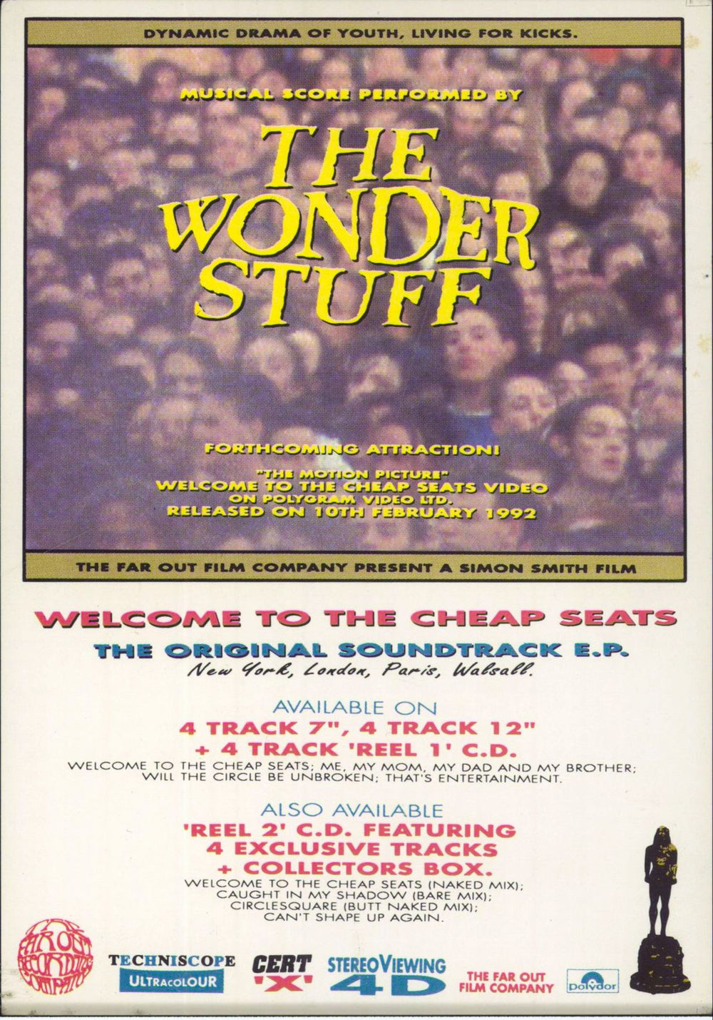 The Wonder Stuff Welcome to the Cheap Seats EP + Promo Postcard UK 7" vinyl single (7 inch record / 45)