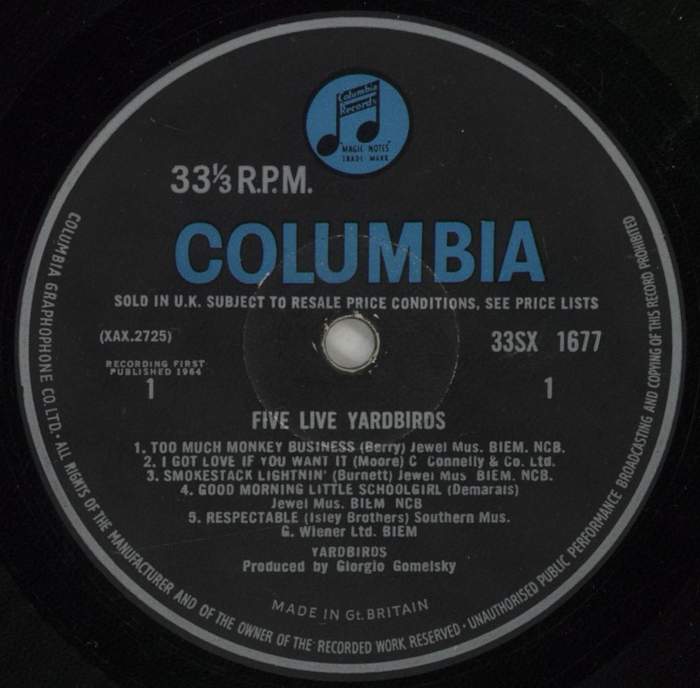 The Yardbirds Five Live Yardbirds - 1st - VG UK vinyl LP album (LP record) YDBLPFI227685