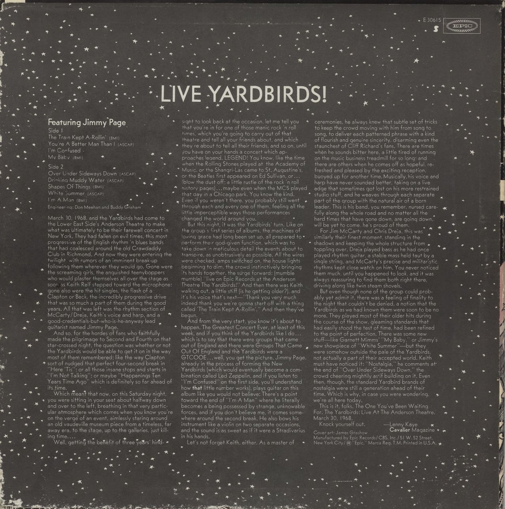 The Yardbirds Live Yardbirds Featuring Jimmy Page US vinyl LP album (LP record)