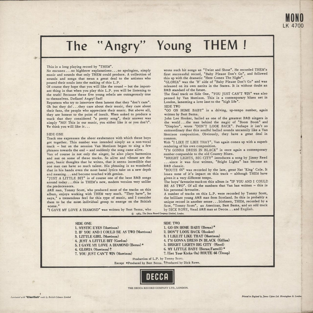 Them Them UK vinyl LP album (LP record)