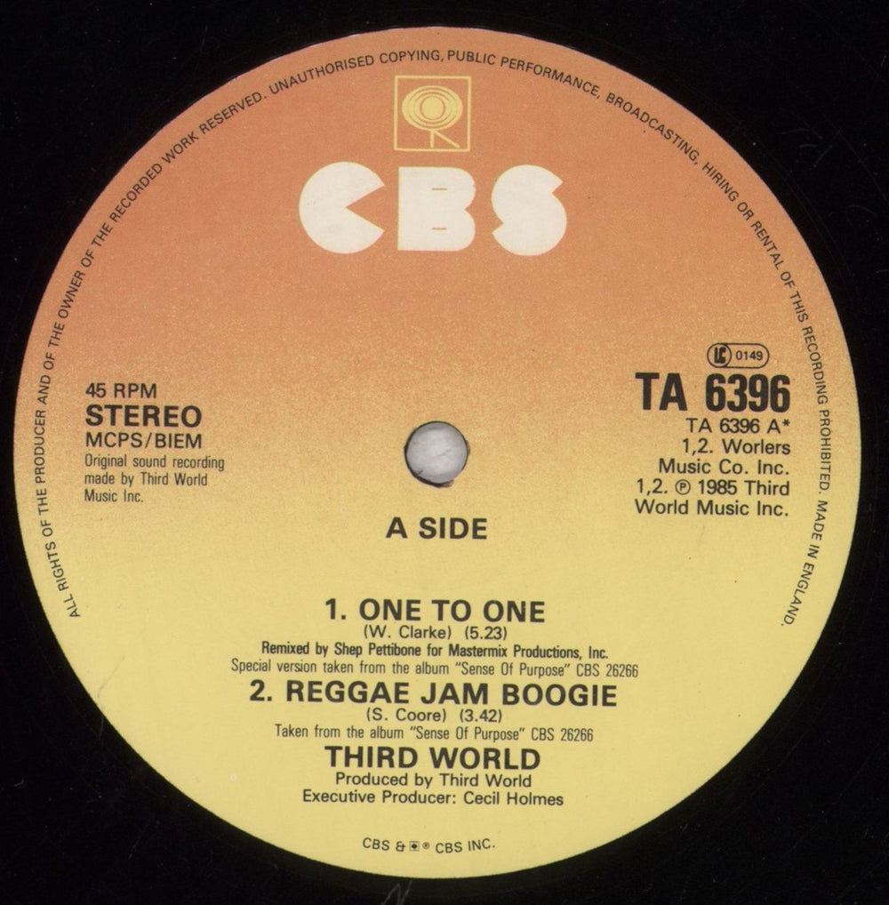Third World One To One UK 12" vinyl single (12 inch record / Maxi-single) TRW12ON843089
