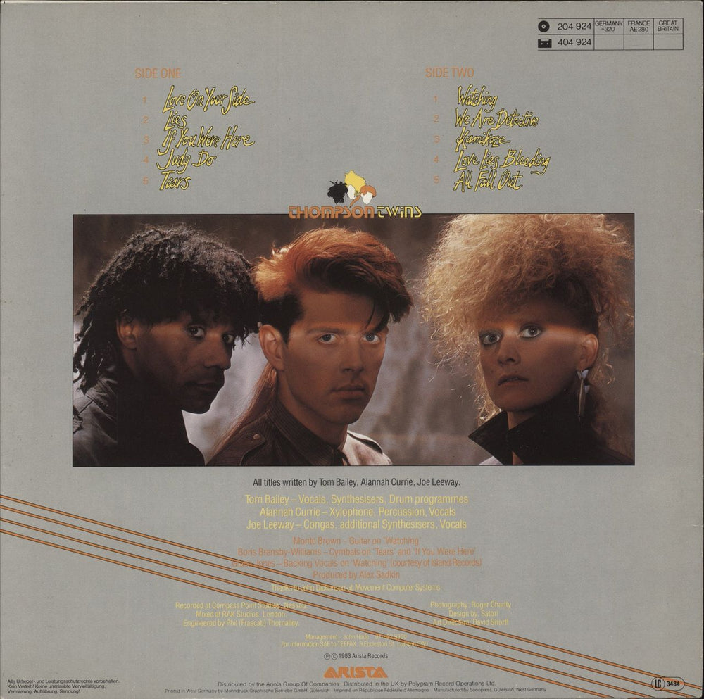 Thompson Twins Quick Step & Side Kick - Hype Sticker German vinyl LP album (LP record)