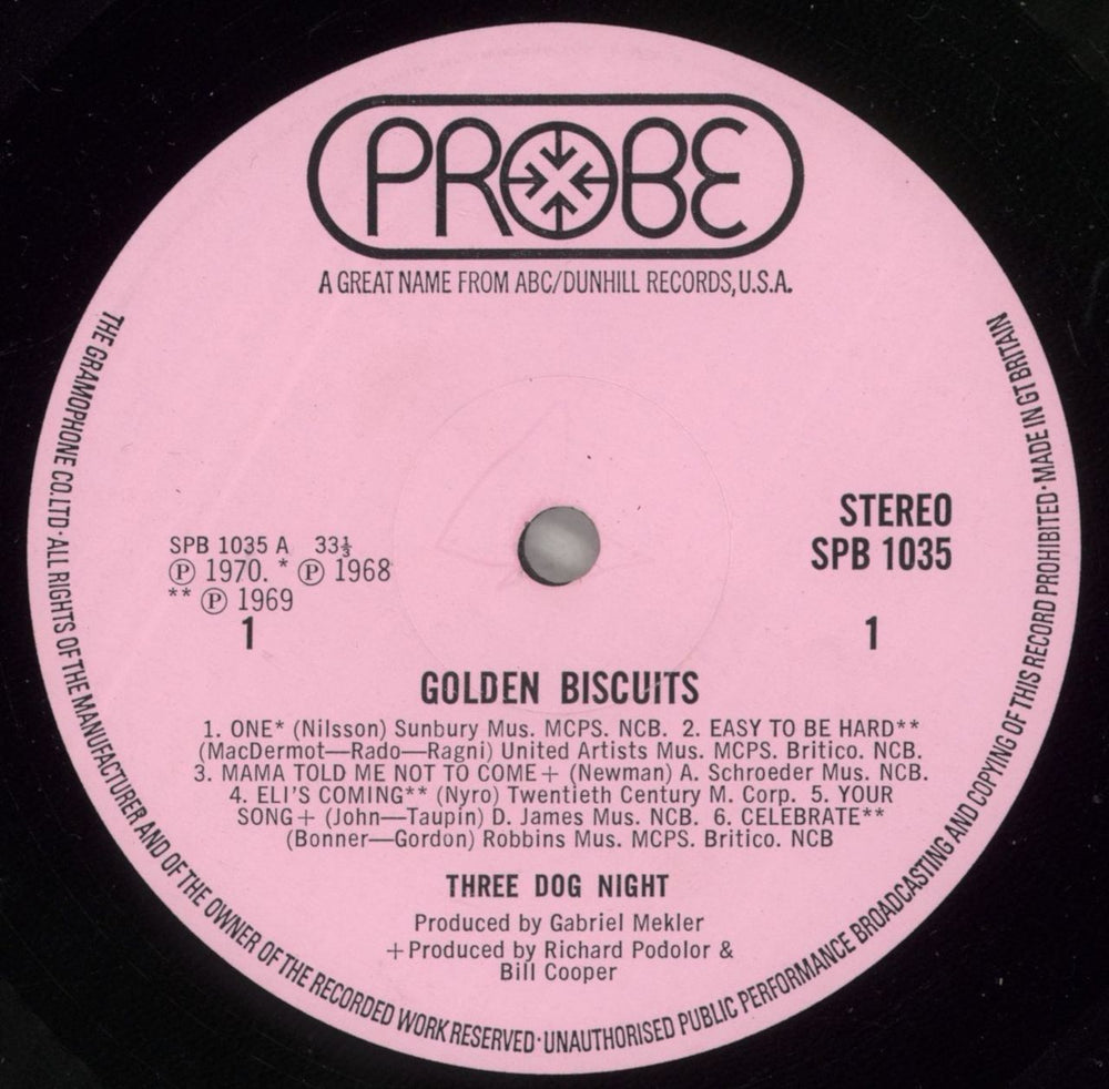 Three Dog Night Golden Biscuits UK vinyl LP album (LP record) TDNLPGO136685