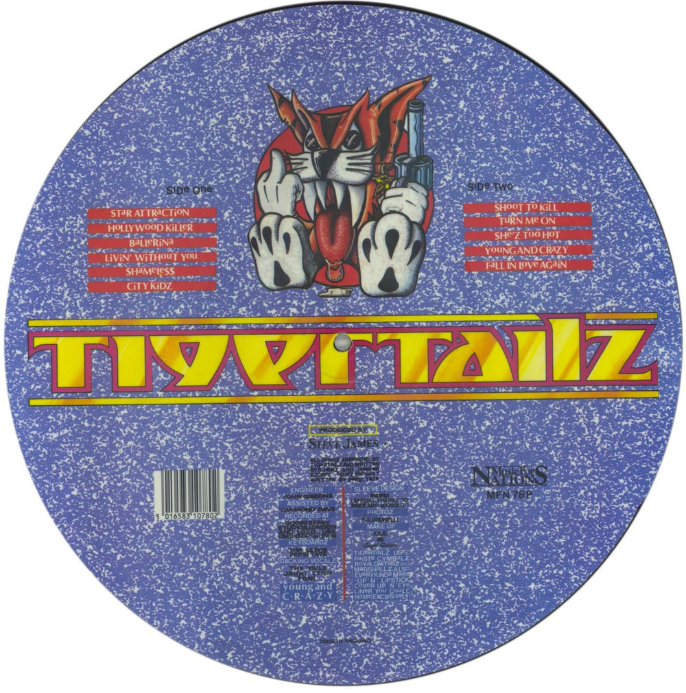 Tigertailz Young And Crazy UK picture disc LP (vinyl picture disc album) 5016583107802