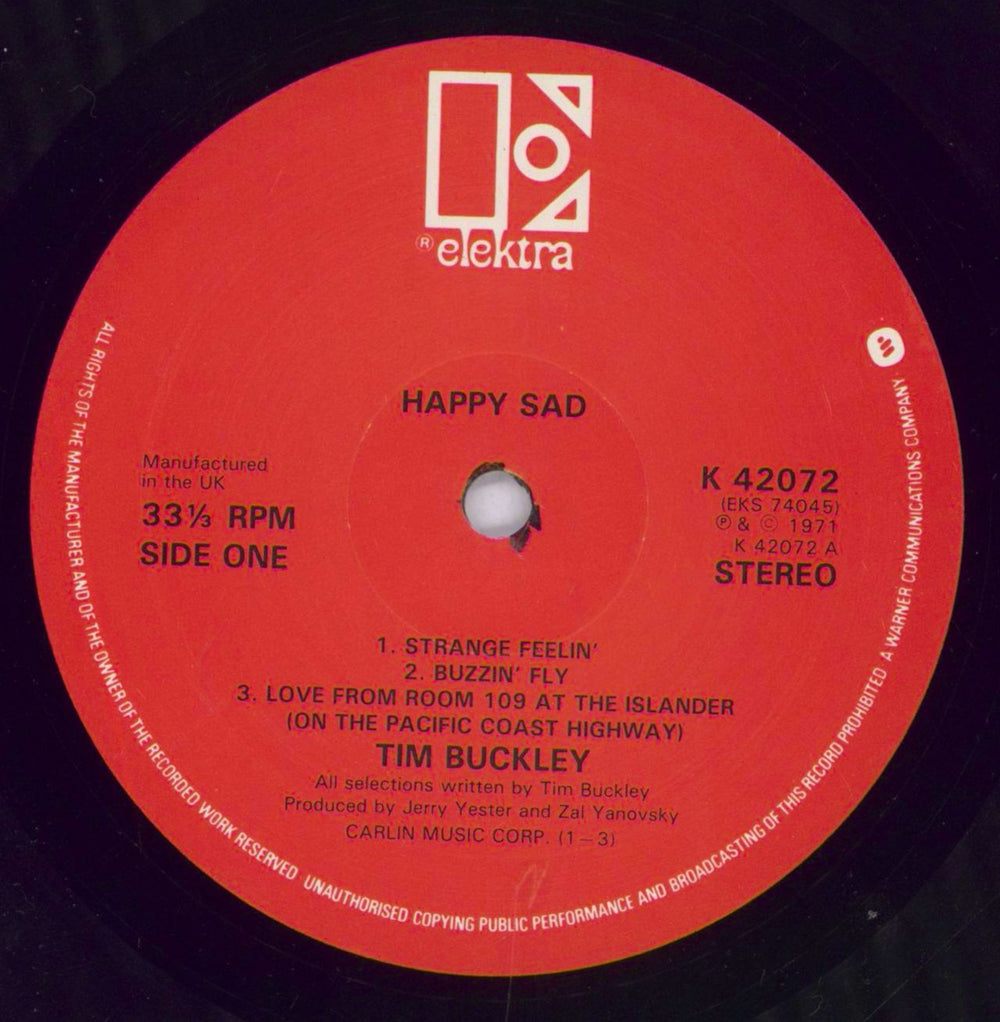 Tim Buckley Happy Sad - EX UK vinyl LP album (LP record) TBKLPHA830918