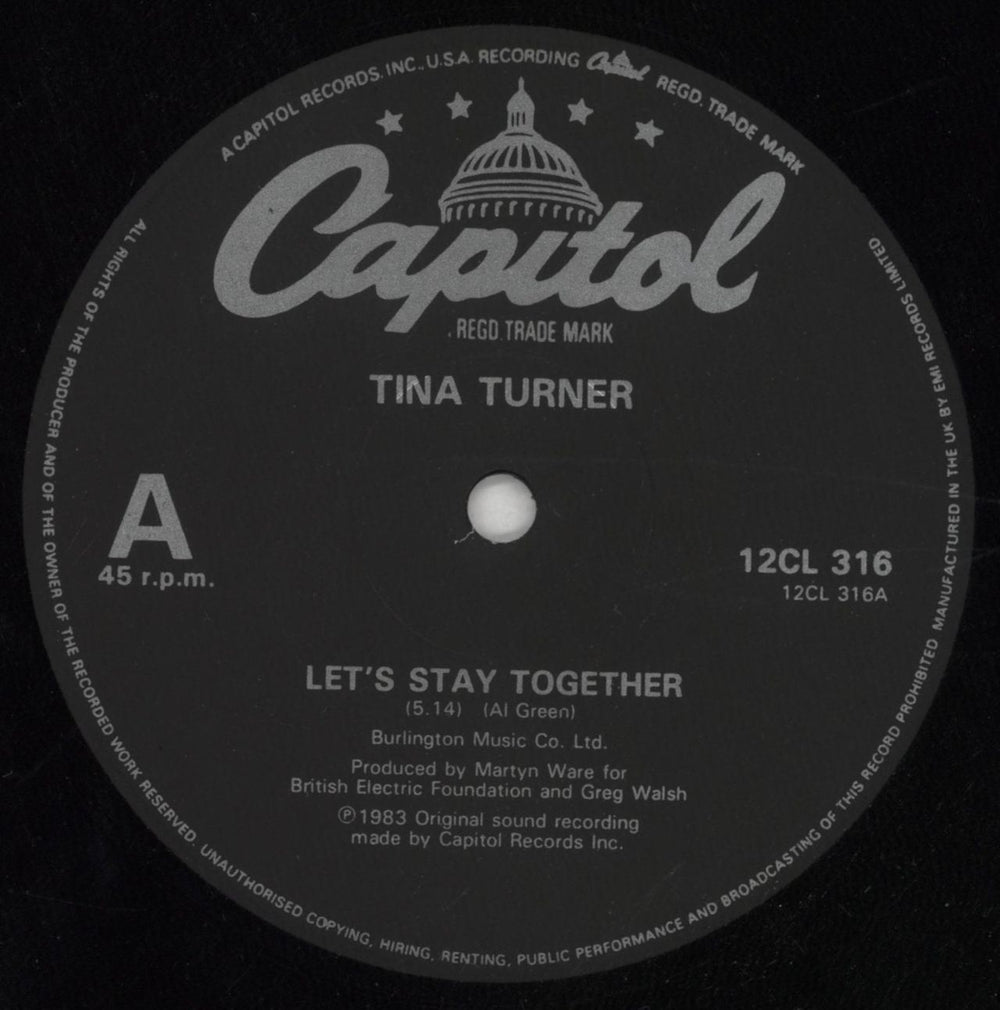 Tina Turner Let's Stay Together UK 12" vinyl single (12 inch record / Maxi-single) TUR12LE18670