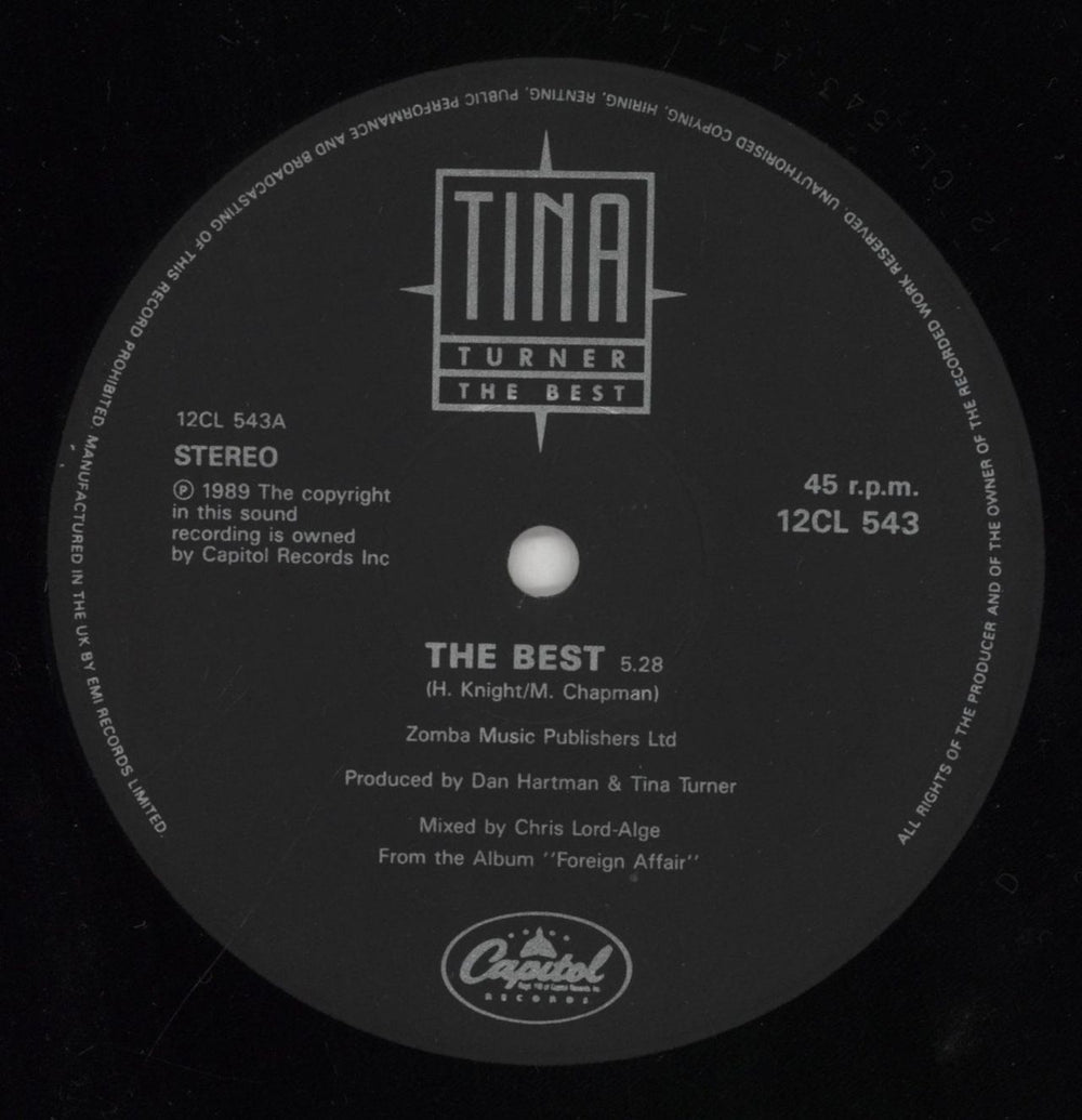 Tina Turner The Best UK 12" vinyl single (12 inch record / Maxi-single) TUR12TH57296