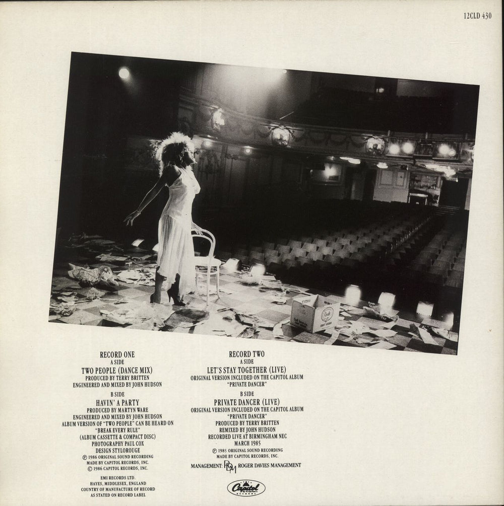 Tina Turner Two People UK 12" vinyl single (12 inch record / Maxi-single)