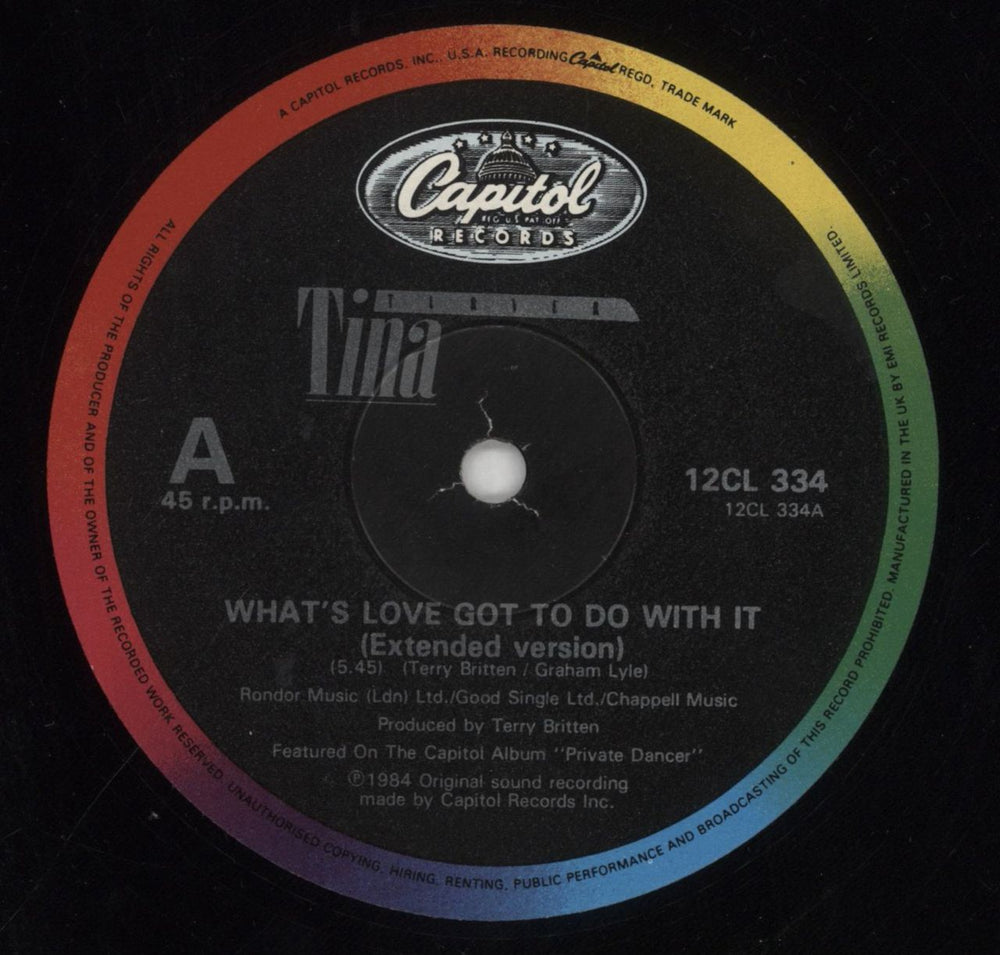 Tina Turner What's Love Got To Do With It UK 12" vinyl single (12 inch record / Maxi-single) TUR12WH42375