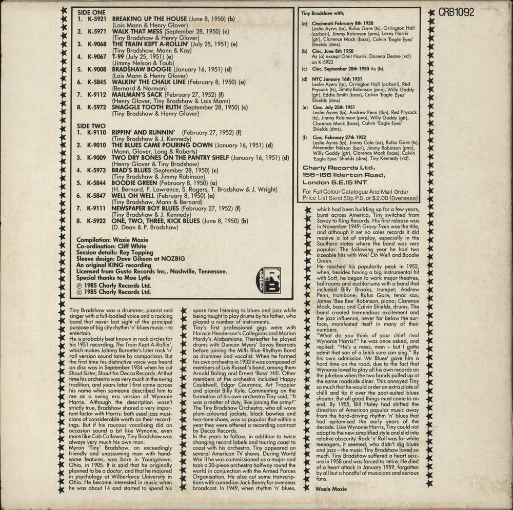 Tiny Bradshaw Breakin' Up The House UK vinyl LP album (LP record)