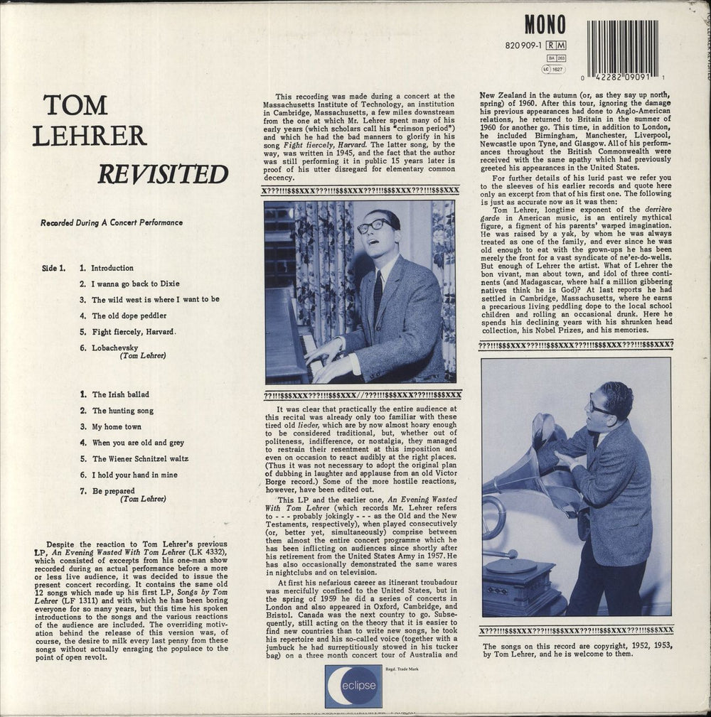 Tom Lehrer Tom Lehrer Revisited UK vinyl LP album (LP record)