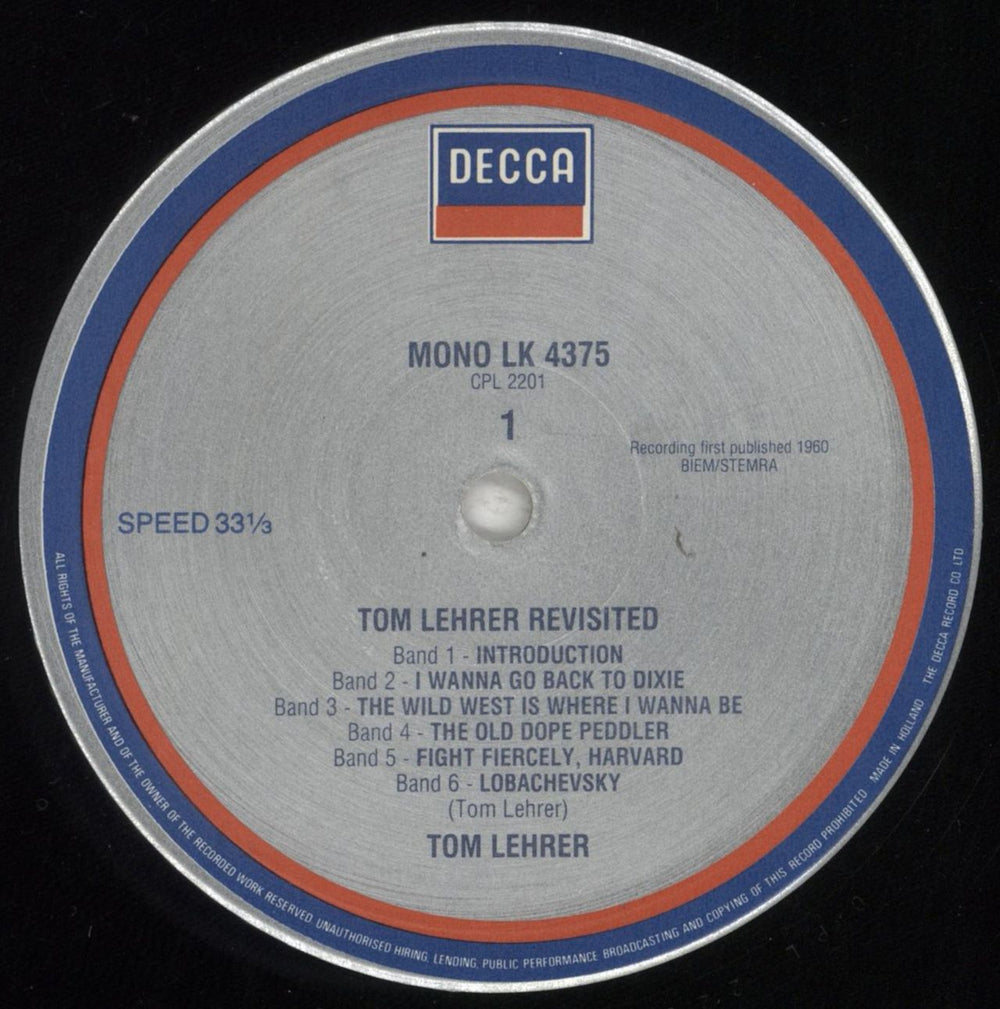 Tom Lehrer Tom Lehrer Revisited UK vinyl LP album (LP record) TL.LPTO851275