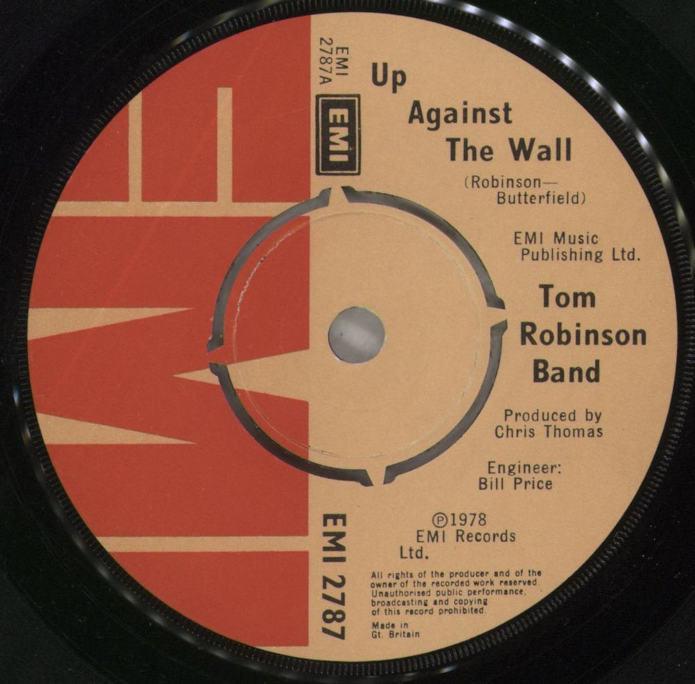 Tom Robinson Up Against The Wall UK 7" vinyl single (7 inch record / 45) TMR07UP574587