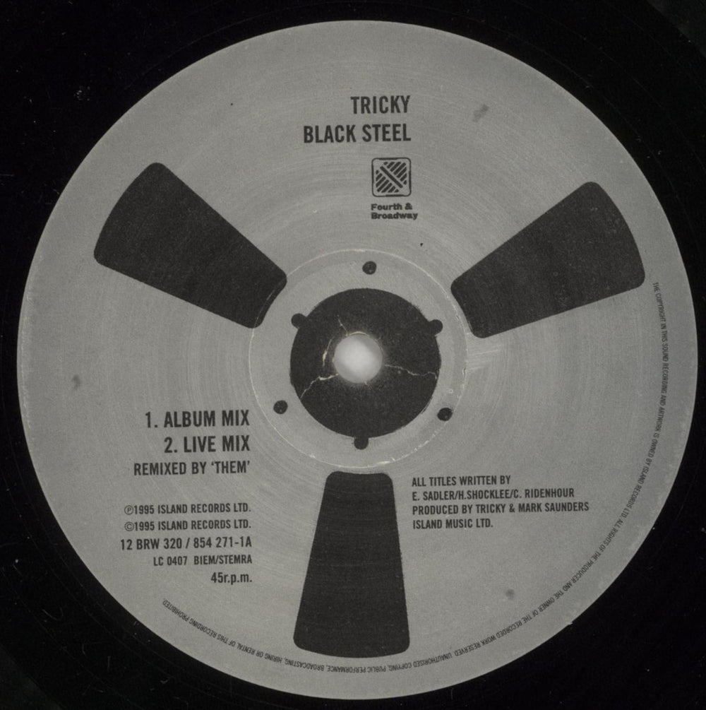 Tricky Black Steel + Poster UK 12" vinyl single (12 inch record / Maxi-single) TRK12BL318028