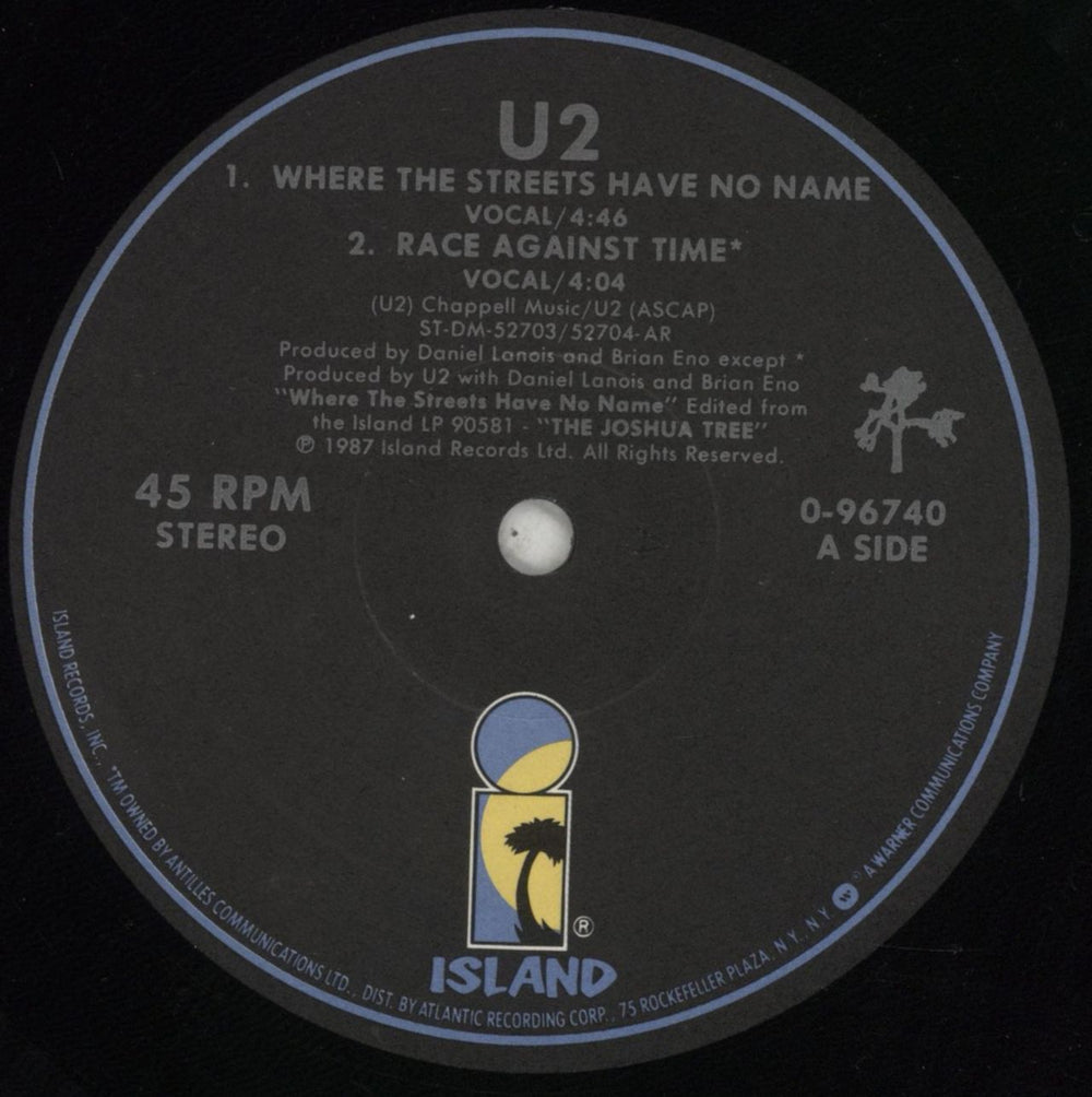 U2 Where The Streets Have No Name US 12" vinyl single (12 inch record / Maxi-single) U-212WH162994