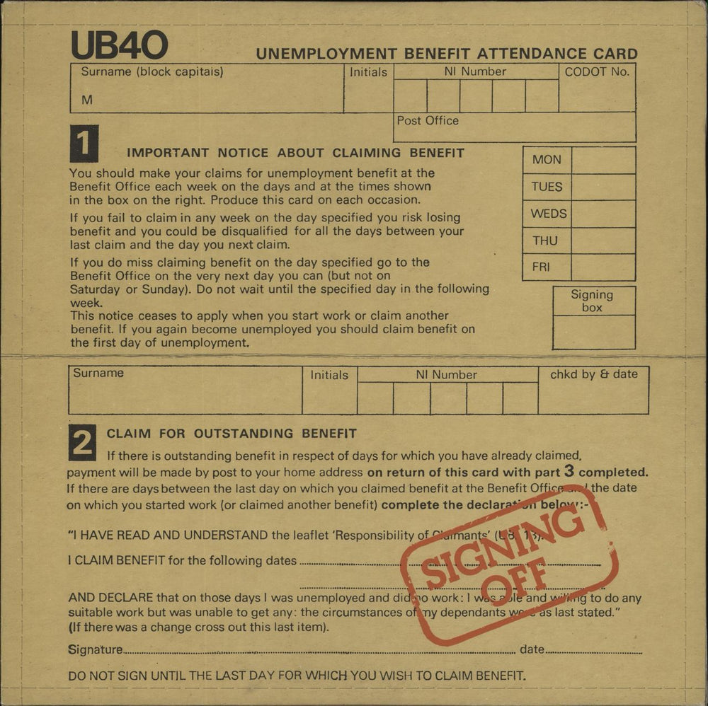 UB40 Signing Off + 12" - EX Dutch vinyl LP album (LP record) GRADLP2