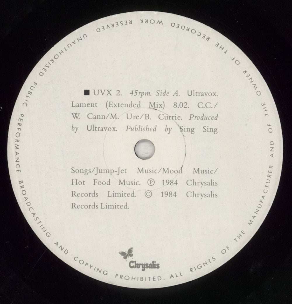 Ultravox Lament + Poster UK 12" vinyl single (12 inch record / Maxi-single) VOX12LA17610